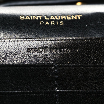 Saint Laurent Lambskin Matelasse Chevron Monogram Sulpice Chain Wallet Black 8 of 13