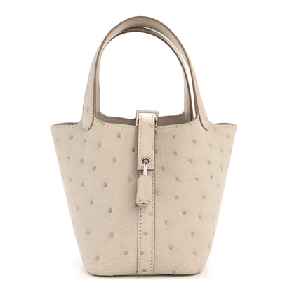 Hermes Ostrich Micro Picotin Lock Gris Perle 1 of 11