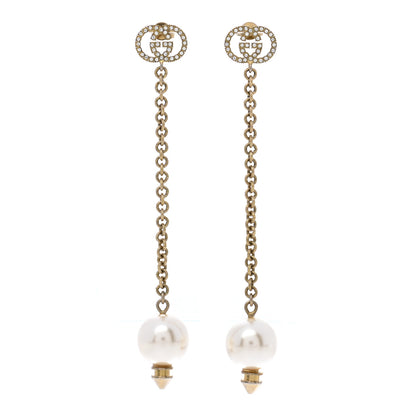 Gucci Metal Crystal Pearl Interlocking G Earrings Gold 1 of 5
