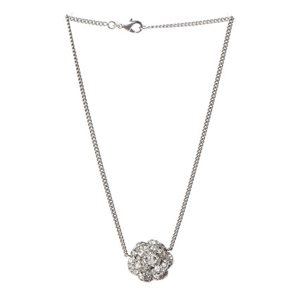 Chanel Swarovski Crystal Camellia CC Necklace Silver 3 of 5