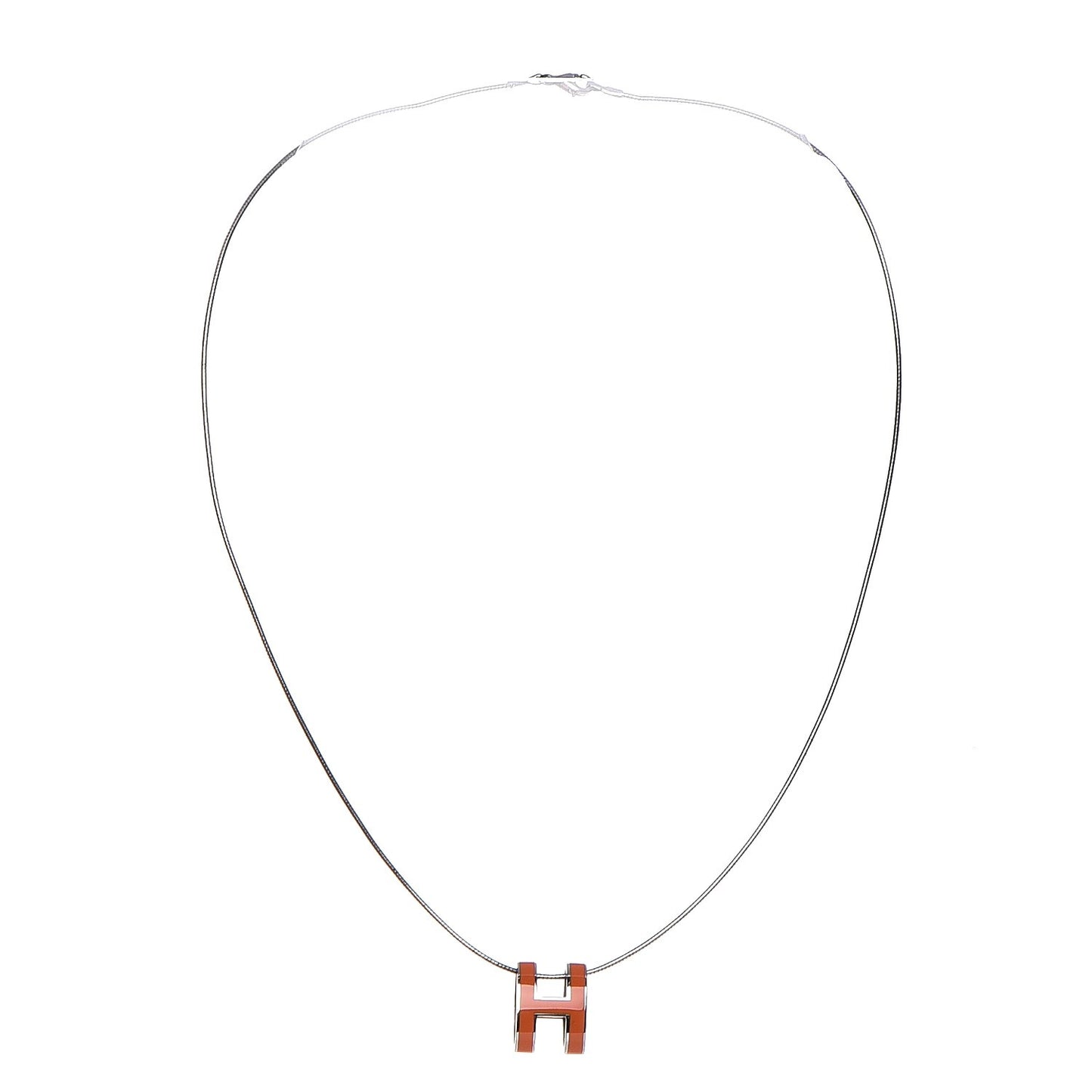 Lacquered Palladium Pop H Necklace Orange