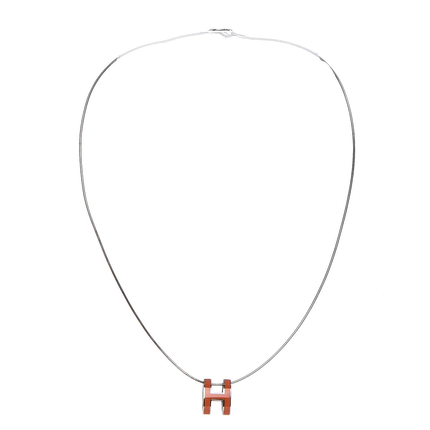 Hermes Lacquered Palladium Pop H Necklace Orange 3 of 7