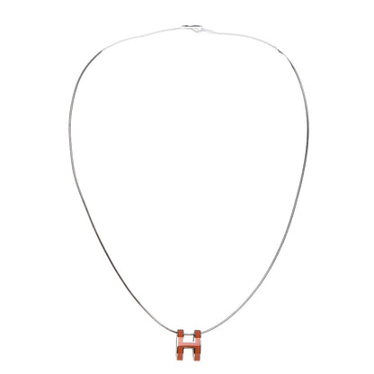 Hermes Lacquered Palladium Pop H Necklace Orange 3 of 7