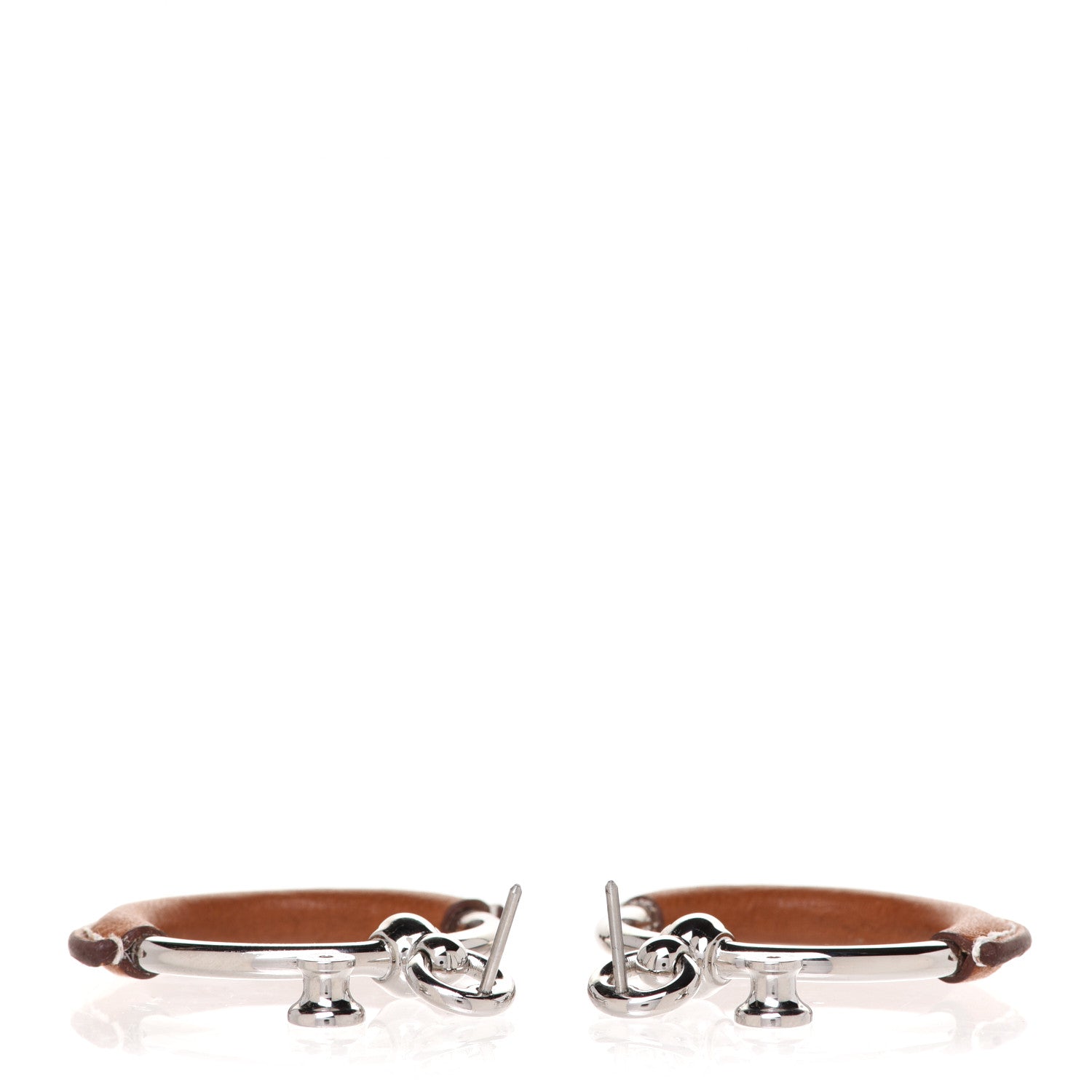 Hermes Barenia Loop Earrings Fauve 3 of 5
