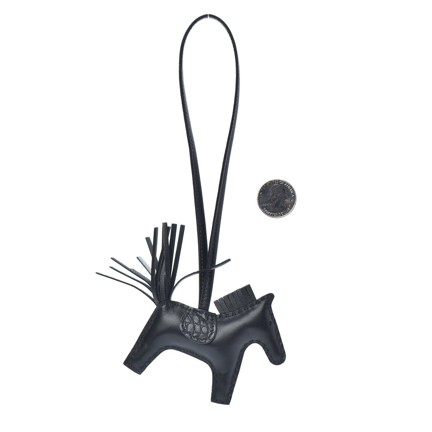 Milo Lambskin Matte Alligator Touch Grigri Rodeo Horse Bag Charm PM So Black