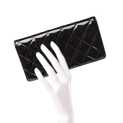Chanel Patent Quilted Yen Wallet Black 2 of 16