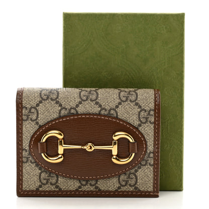 Gucci GG Supreme Monogram Horsebit 1955 Card Case Wallet Beige Ebony Brown Sugar 7 of 7