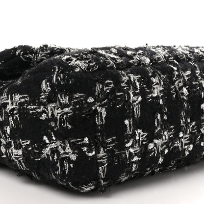Chanel Tweed Quilted Medium Chanel 19 Flap Black Silver Ecru 9 of 10