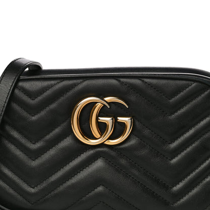 Gucci Calfskin Matelasse Small GG Marmont Chain Shoulder Bag Black 9 of 19