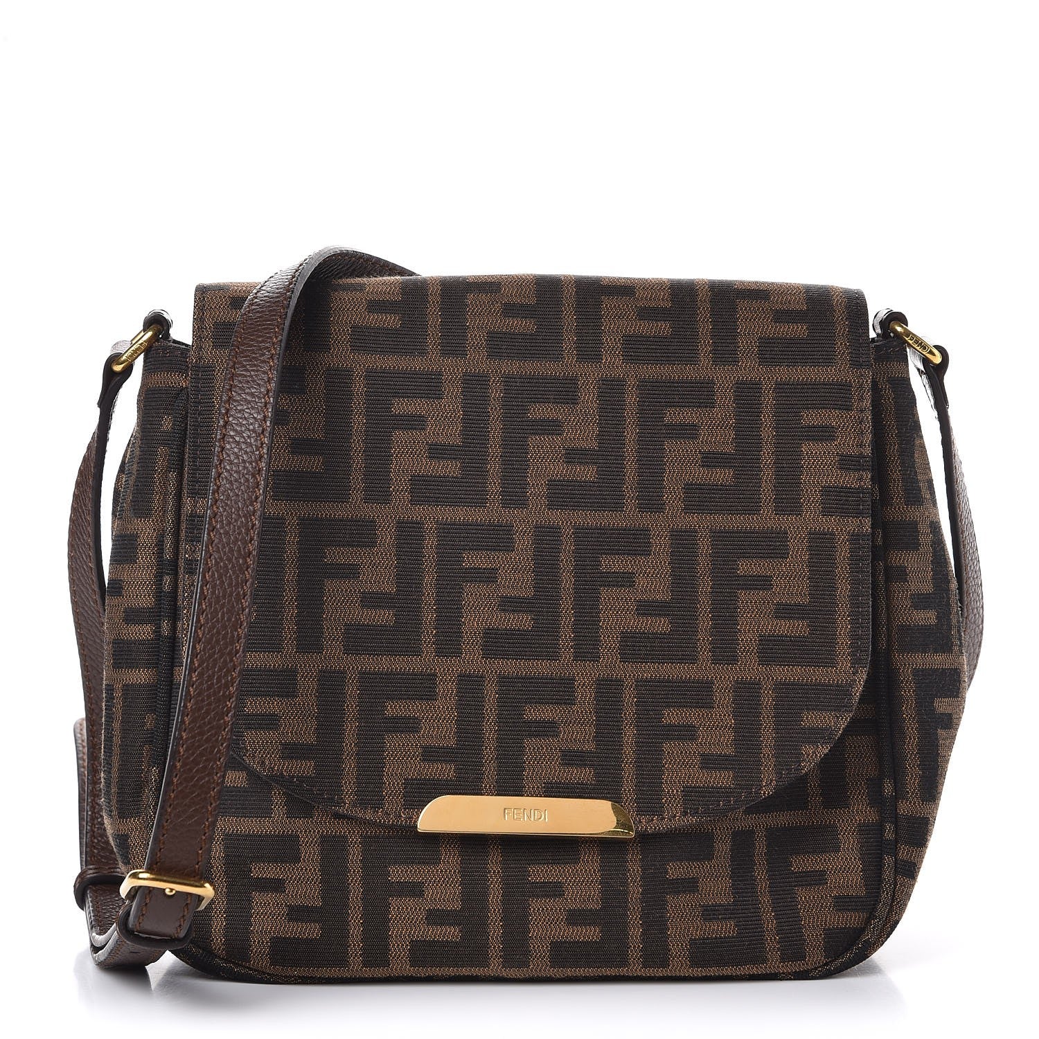 Fendi Zucca Vitello Artic Small Messenger Bag Tobacco Castagna 1 of 7