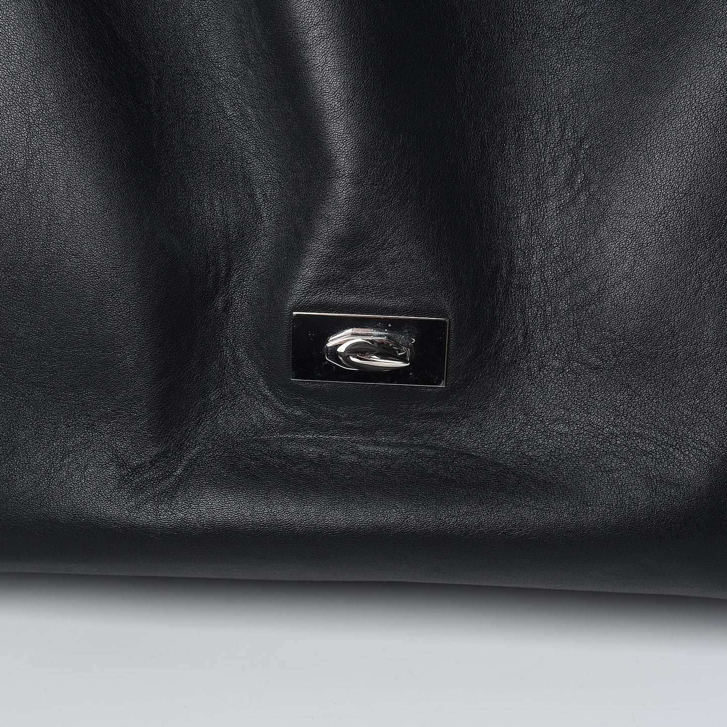 Grained Calfskin Studded Medium Shark Lock Satchel Black