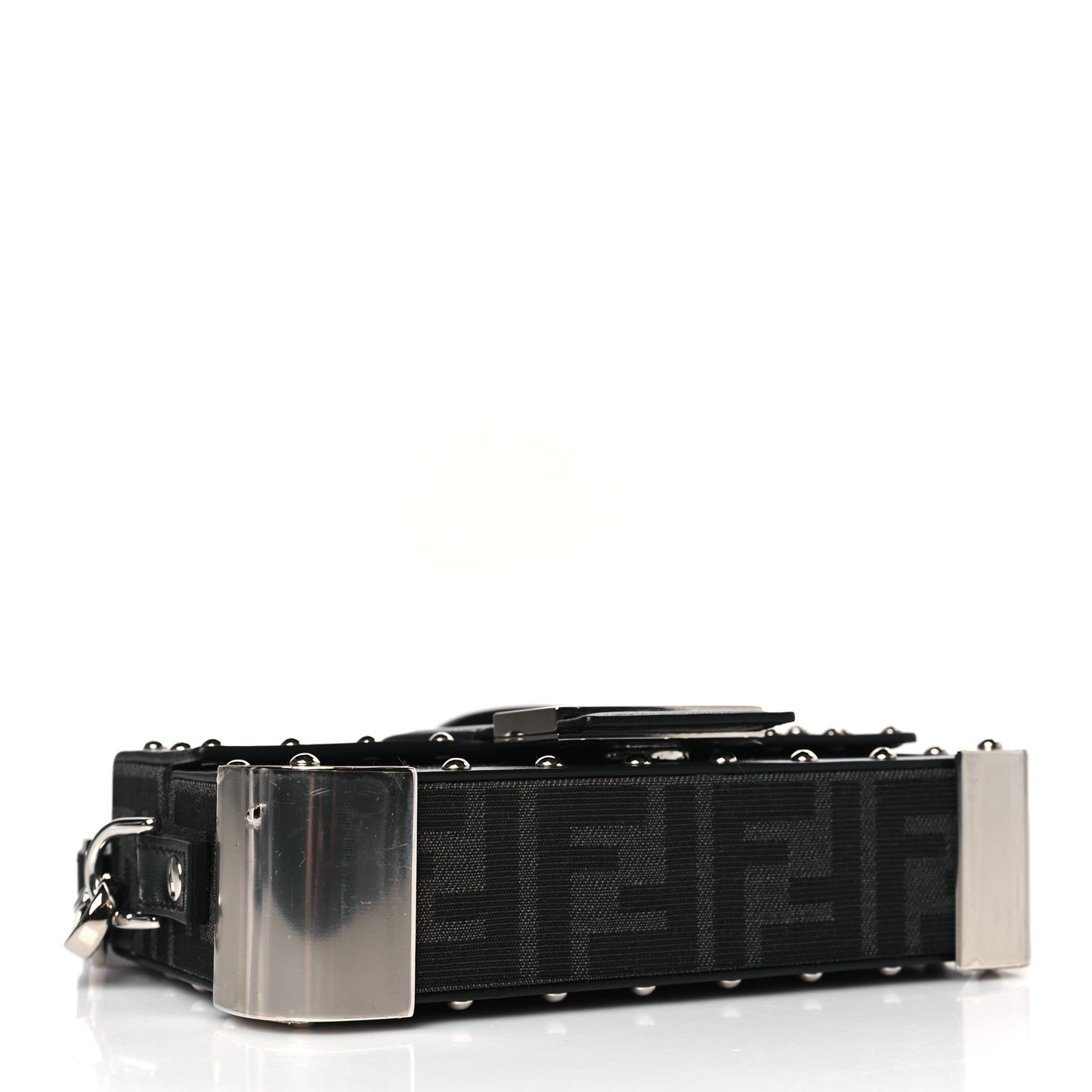 Recycled Fabric Jacquard Vitello Astro FF 1974 Mini Baguette Trunk Asfalto Black