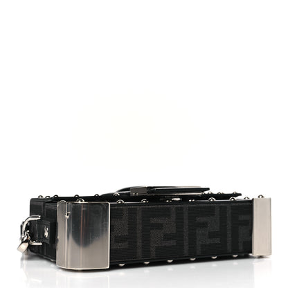 Fendi Recycled Fabric Jacquard Vitello Astro FF 1974 Mini Baguette Trunk Asfalto Black 4 of 9
