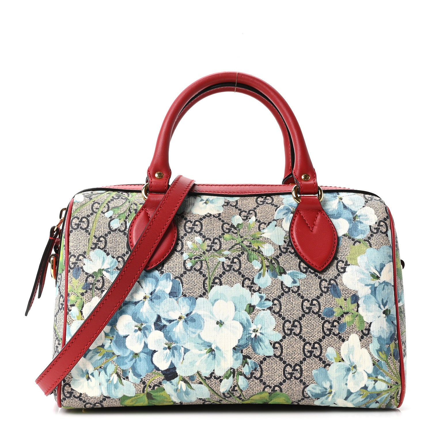 Gucci GG Supreme Monogram Blooms Small Boston Beige Blue Navy Hibiscus Red 1 of 10