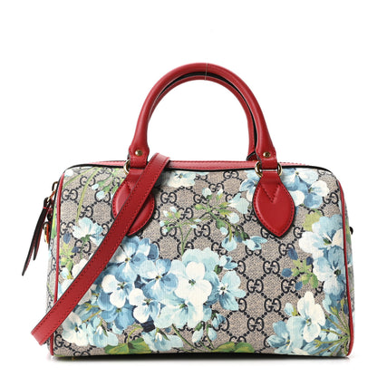 Gucci GG Supreme Monogram Blooms Small Boston Beige Blue Navy Hibiscus Red 1 of 10