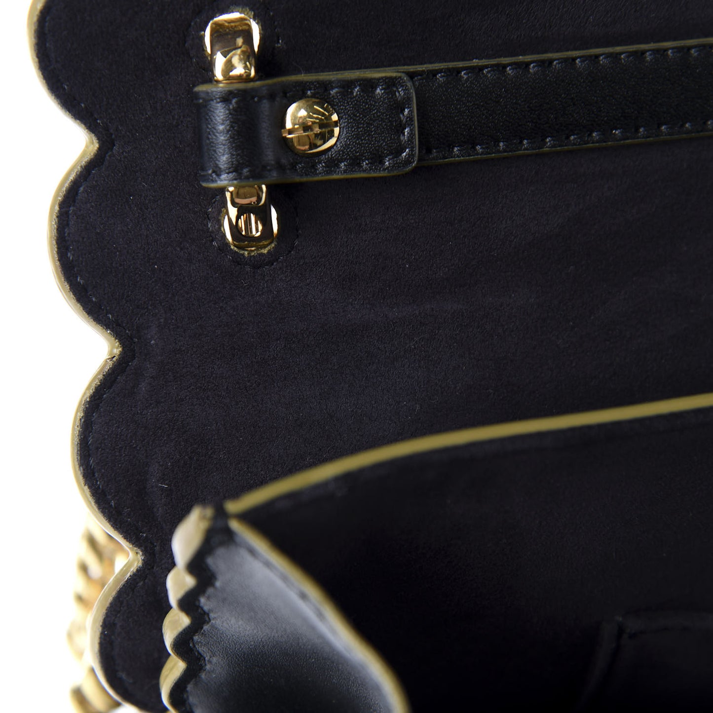 Vitello Liberty Scalloped Studded Kan I Shoulder Bag Black