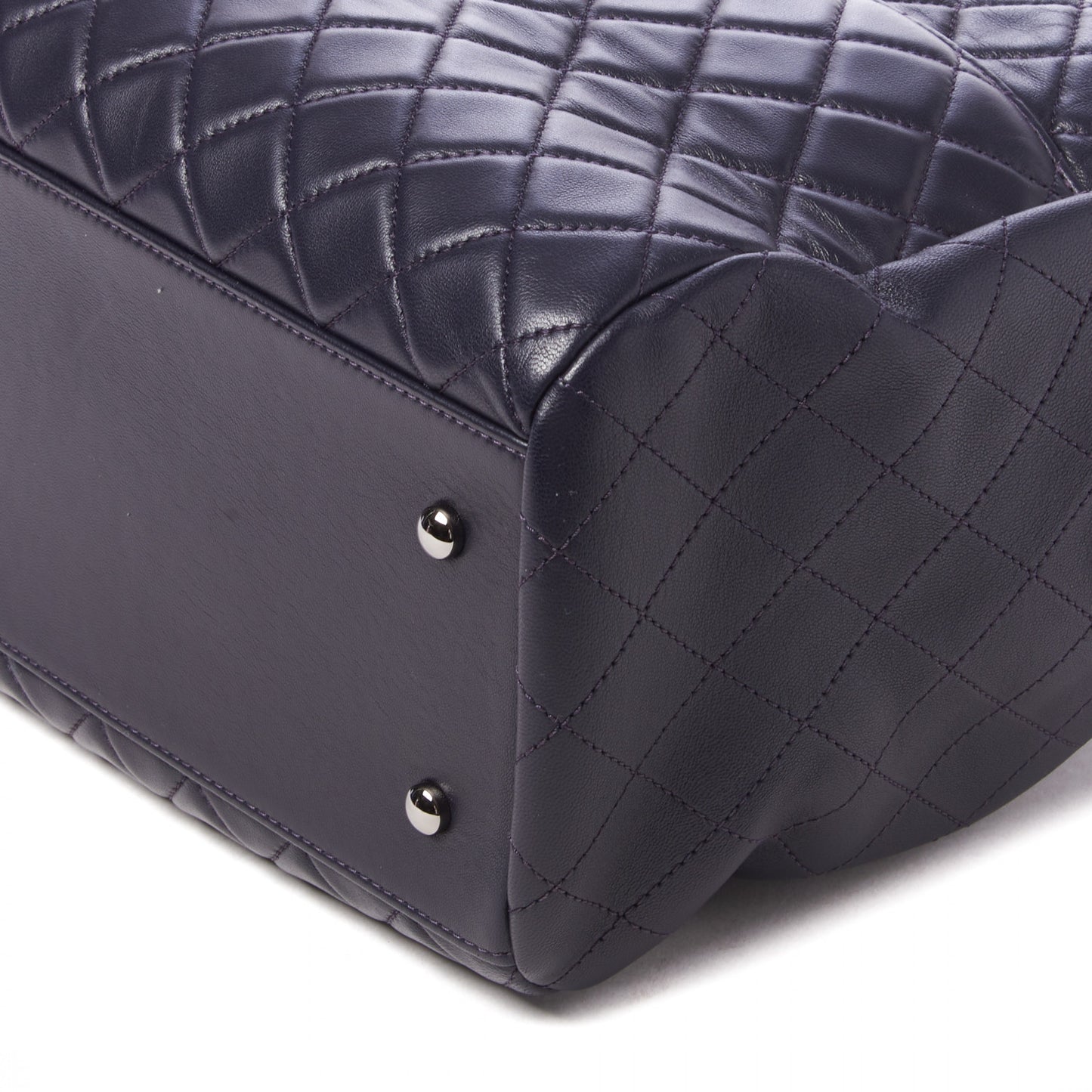 Lambskin Quilted Large Drawstring Shoulder Bag Dark Purple