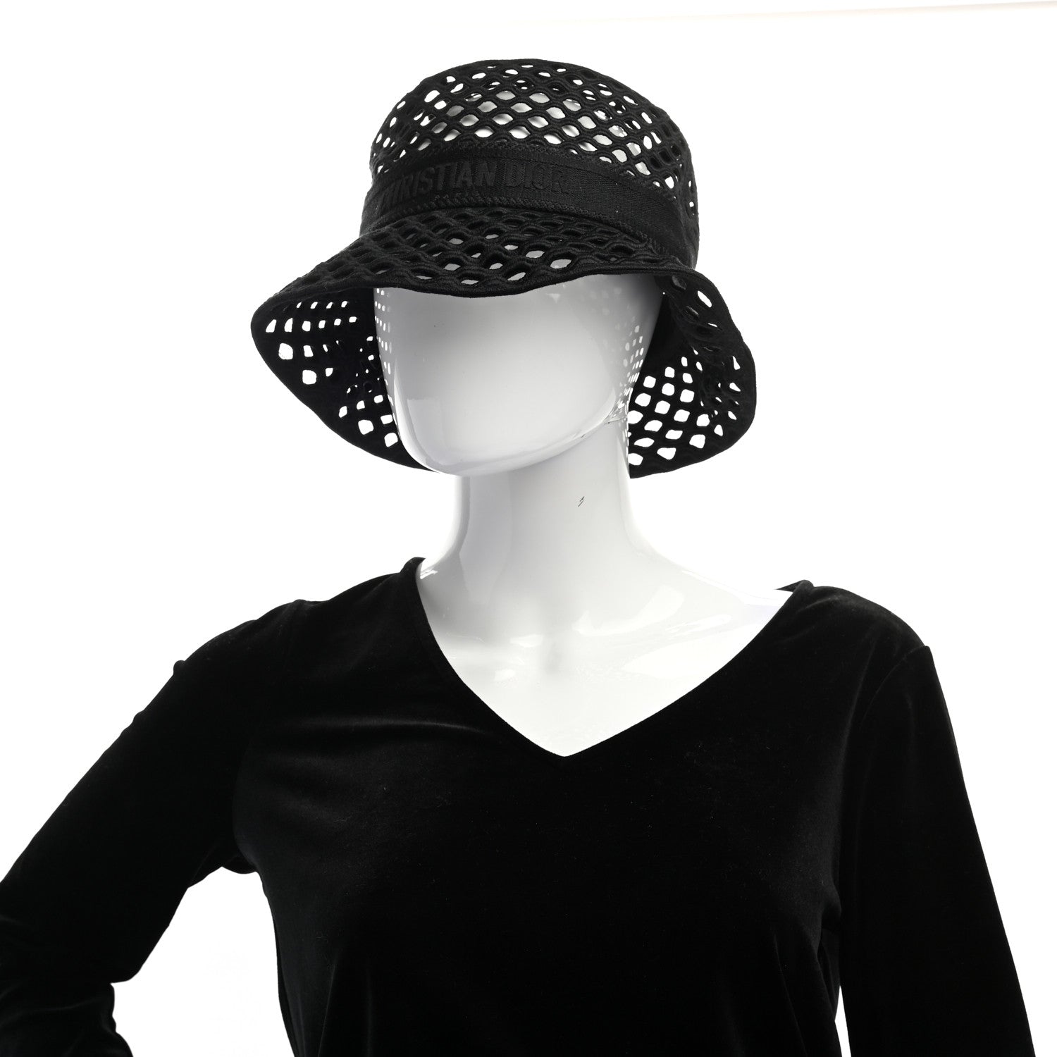 Christian Dior Mesh Small Brim Bucket Hat 57 Black 2 of 8