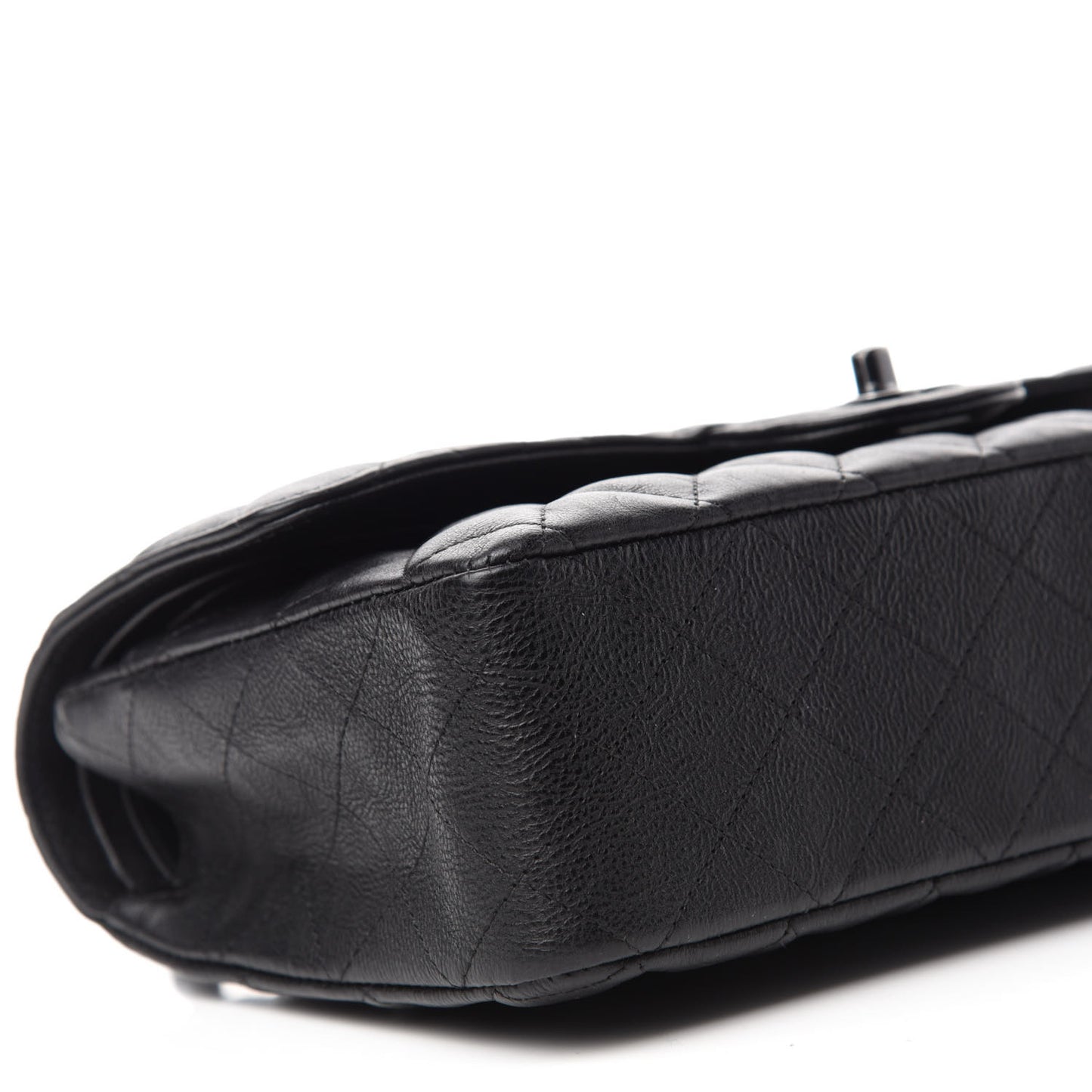 Crumpled Calfskin Quilted Medium Double Flap So Black