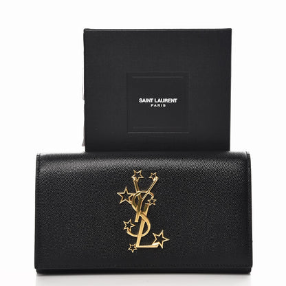 Saint Laurent Grain De Poudre Star Studded Monogram Zip Wallet in Black 8 of 8
