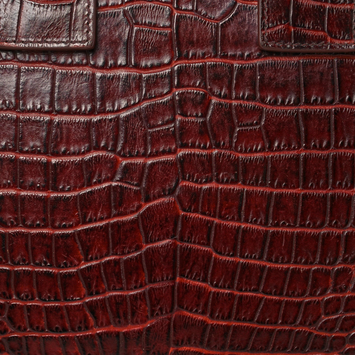 Calfskin Crocodile Embossed Small Sac de Jour Dark Blood