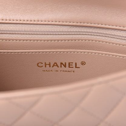 Chanel Lambskin Quilted Mini Top Handle Rectangular Flap Beige 8 of 11