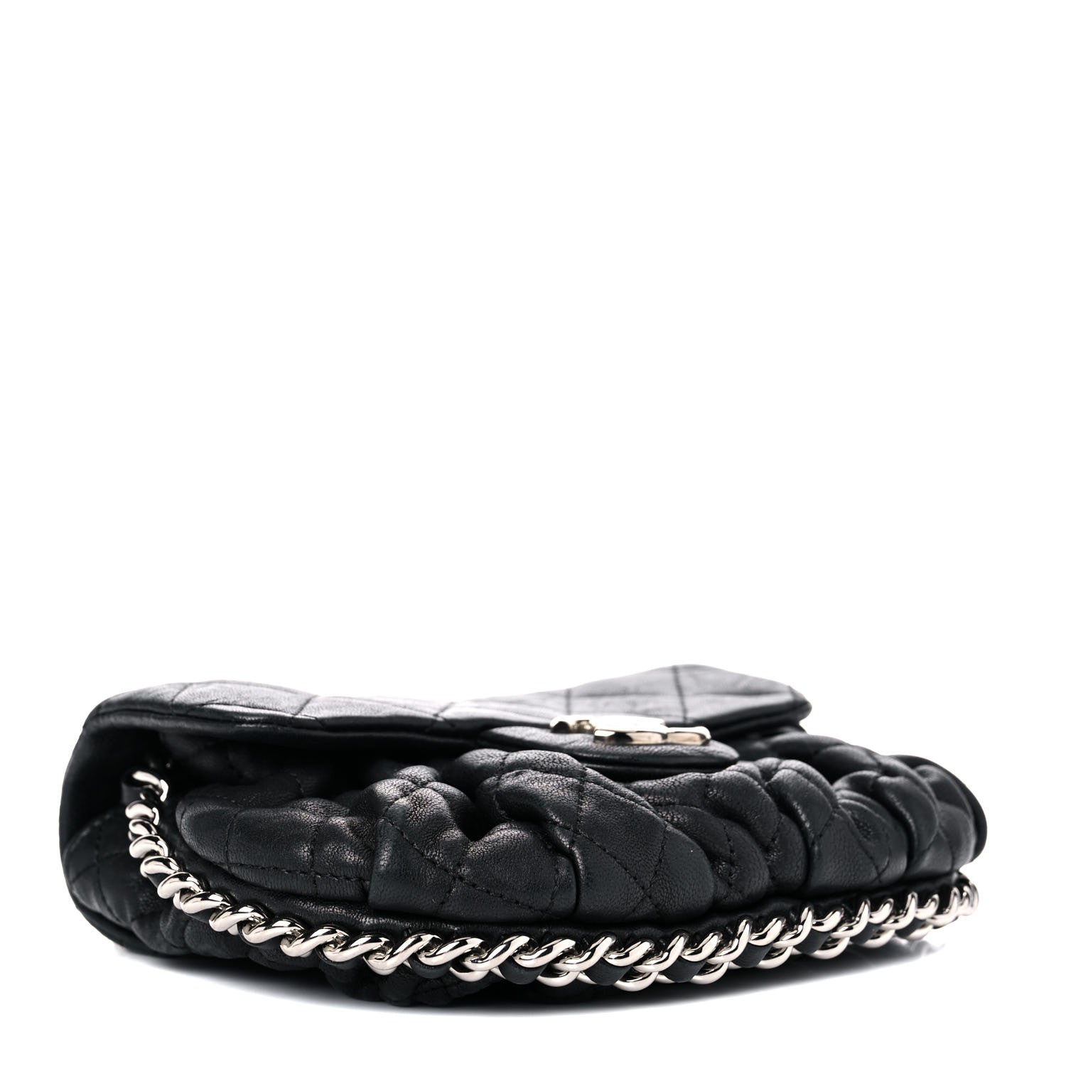 Chanel Washed Lambskin Quilted Medium Chain Around Messenger Black 4 of 14