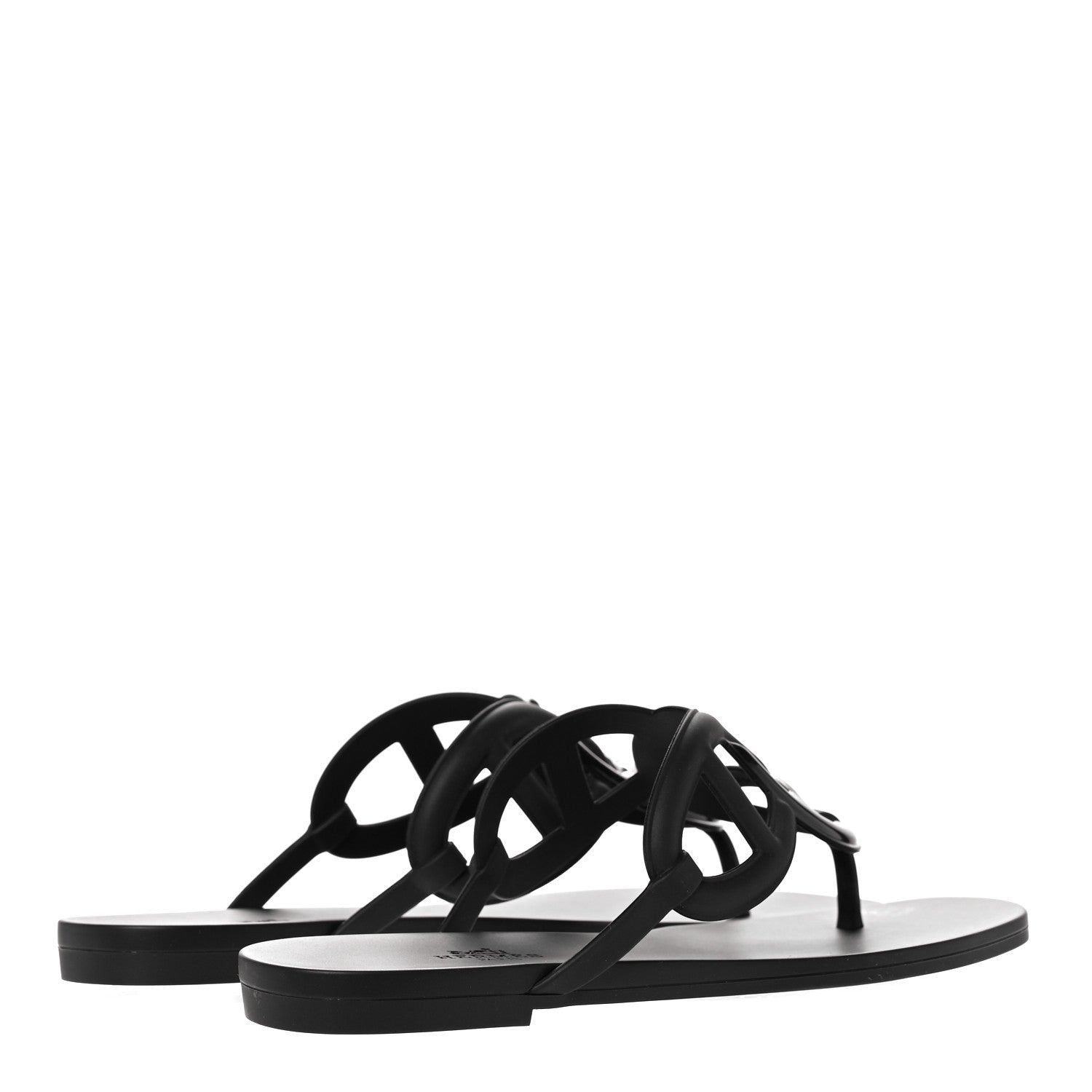 Hermes Rubber Womens Egerie Sandals 39 Black 4 of 9