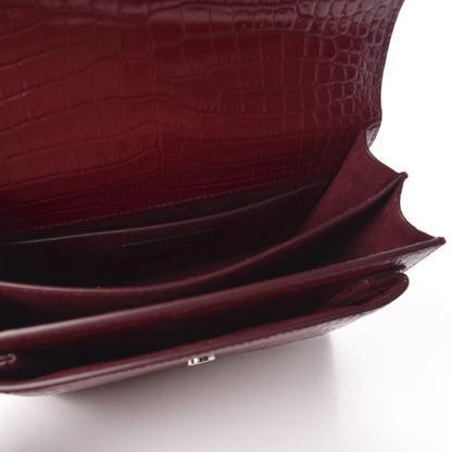 Saint Laurent Calfskin Crocodile Embossed Medium Monogram Sunset Palissandre 7 of 8