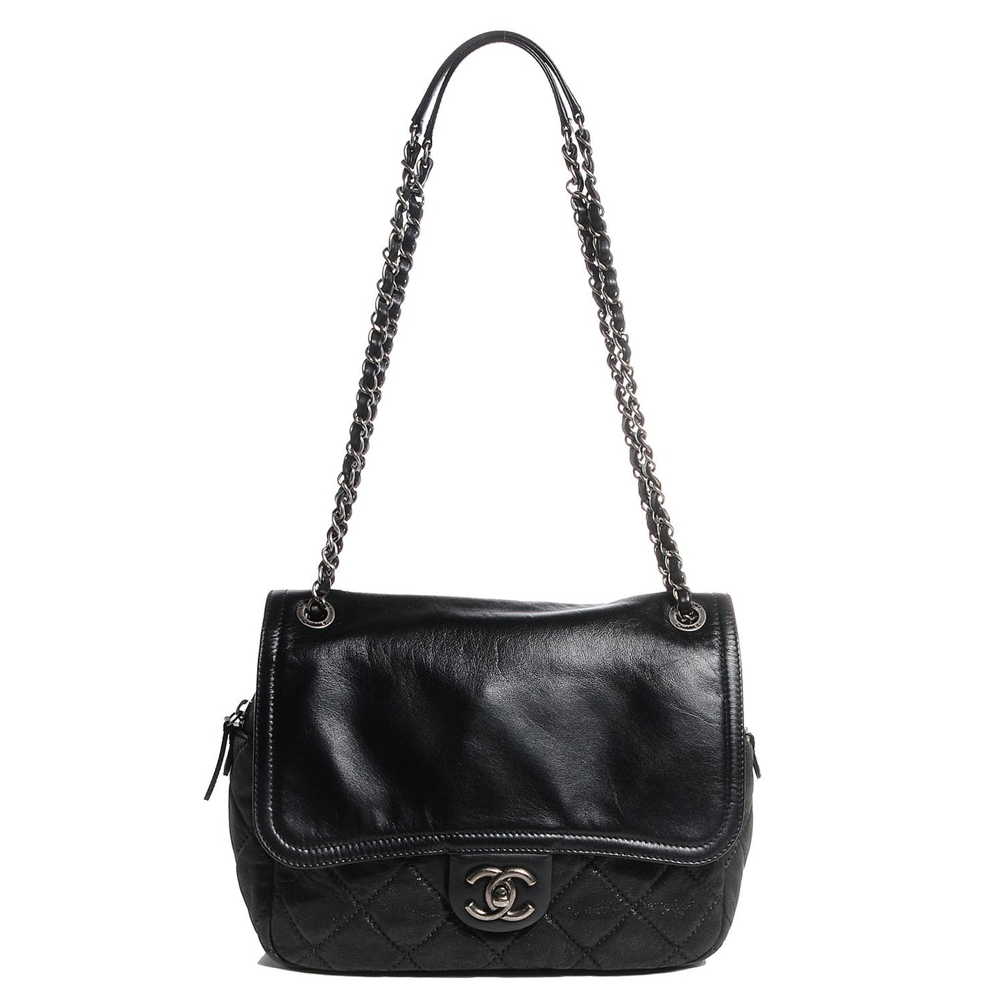 Iridescent Calfskin Medium In the Mix Flap Black