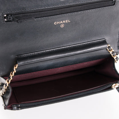 Chanel Lambskin Quilted Wallet On Chain WOC Black 5 of 10