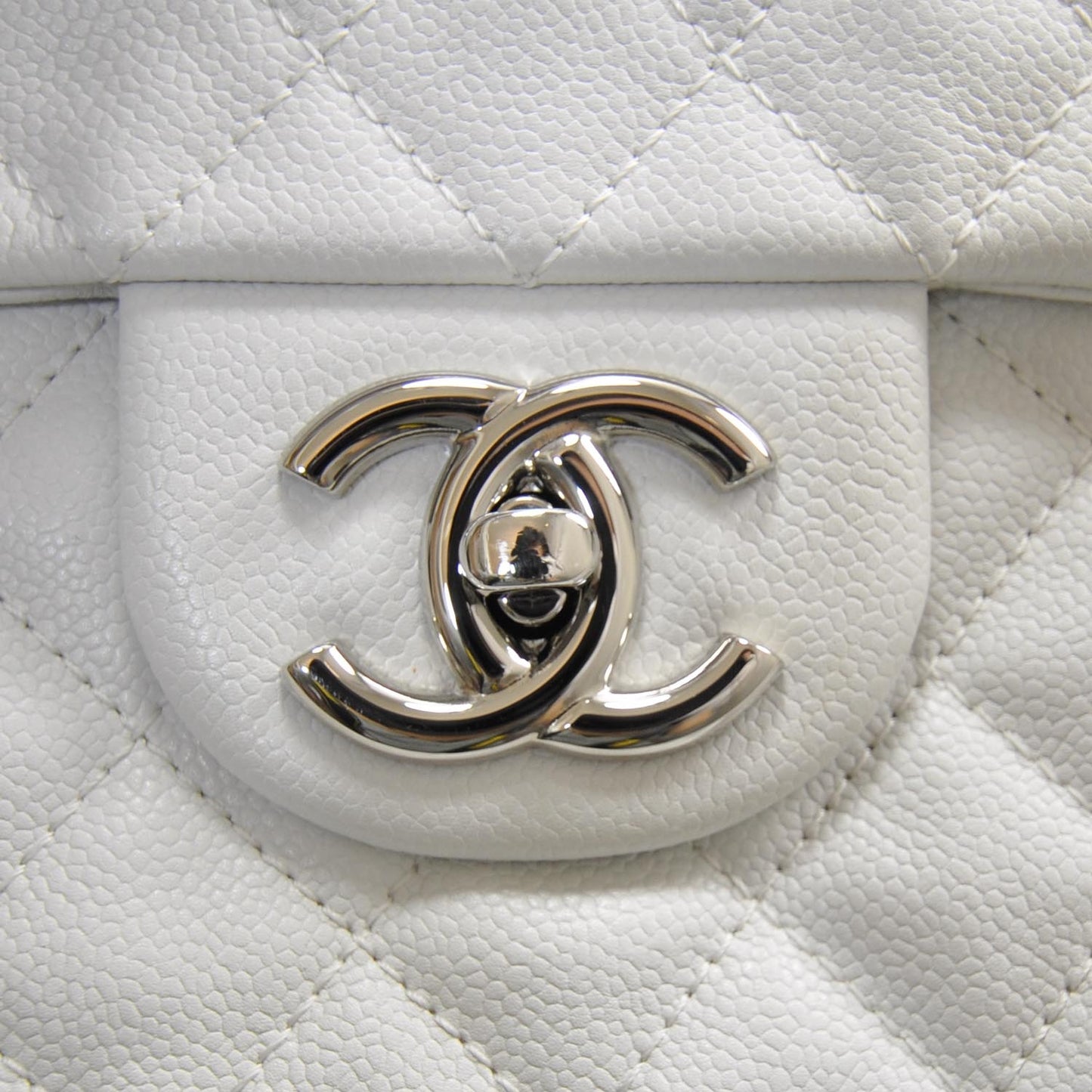 Washed Caviar Maxi Flap White