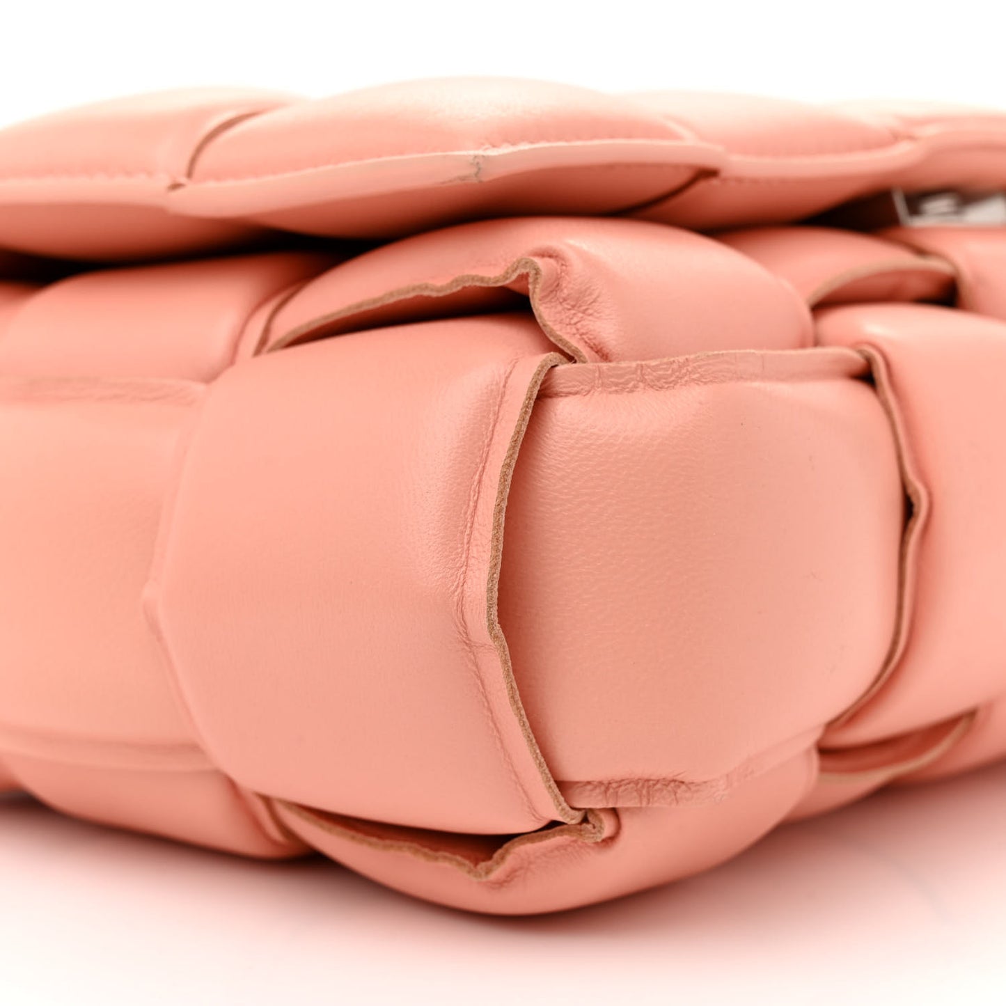 Nappa Maxi Intreccio Padded Cassette Crossbody Bag Peachy