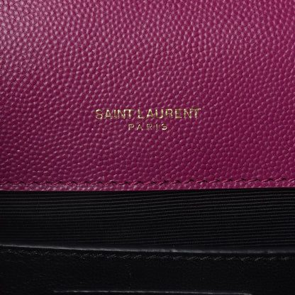 Saint Laurent Grain De Poudre Medium Tri-Quilt Monogram Satchel Purple 7 of 10