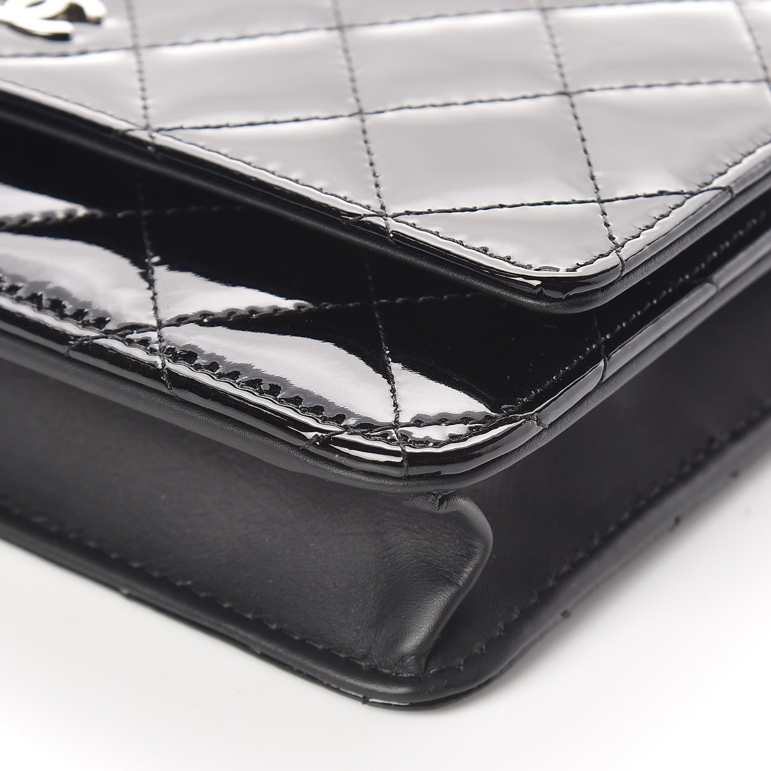 Chanel Patent Quilted Wallet On Chain WOC Black 10 of 12