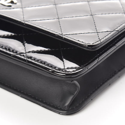 Chanel Patent Quilted Wallet On Chain WOC Black 10 of 12