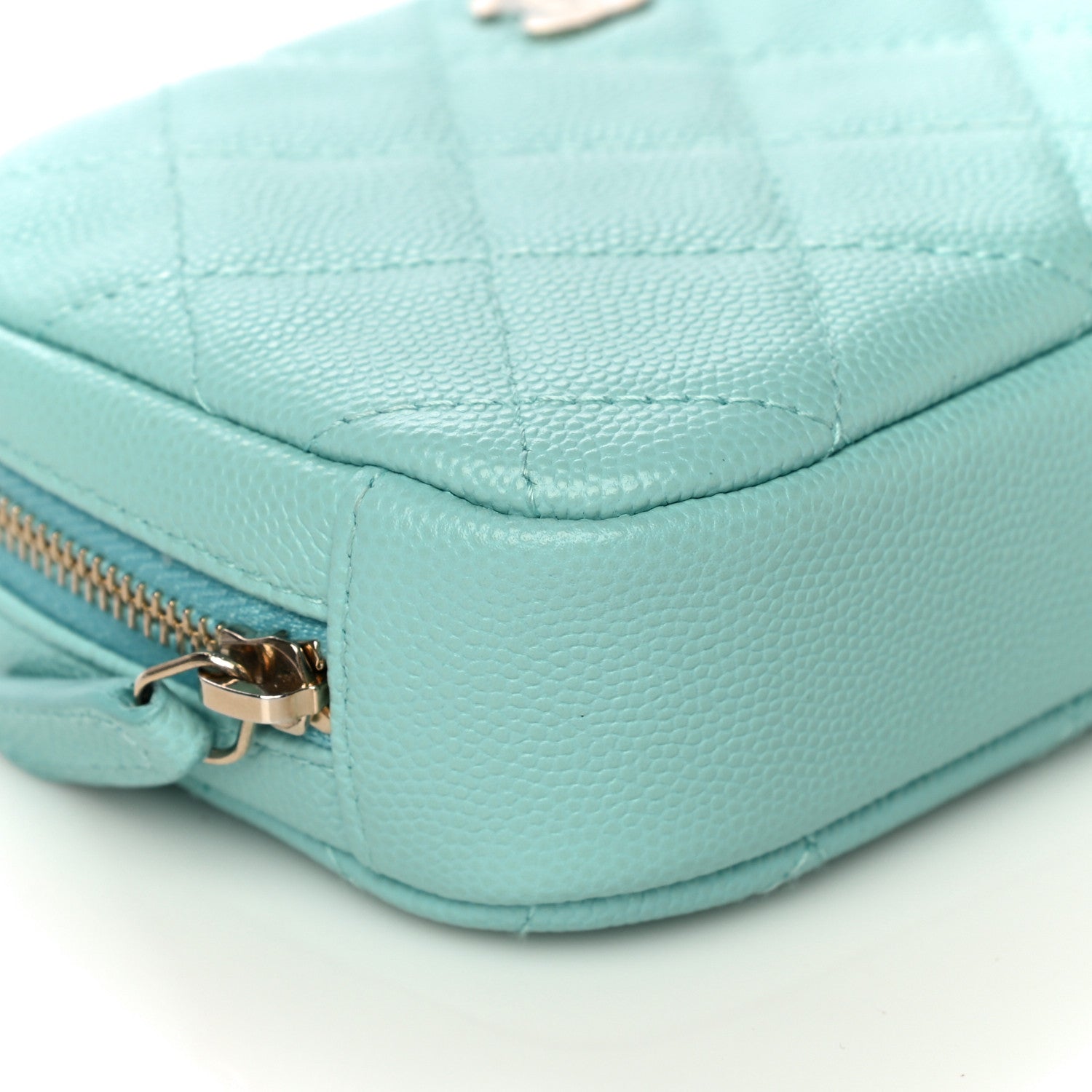 Chanel Caviar Quilted Small Curvy Pouch Cosmetic Case Light Blue 9 of 11