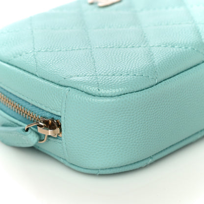 Chanel Caviar Quilted Small Curvy Pouch Cosmetic Case Light Blue 9 of 11