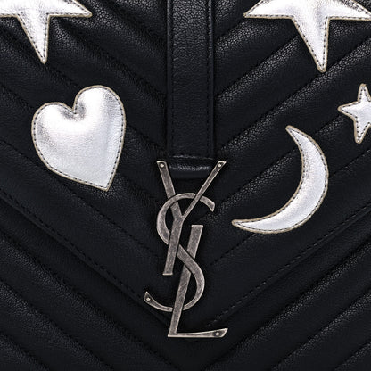 Saint Laurent Sheepskin Matelasse Chevron Patchwork Monogram Medium College Bag Black 17 of 17