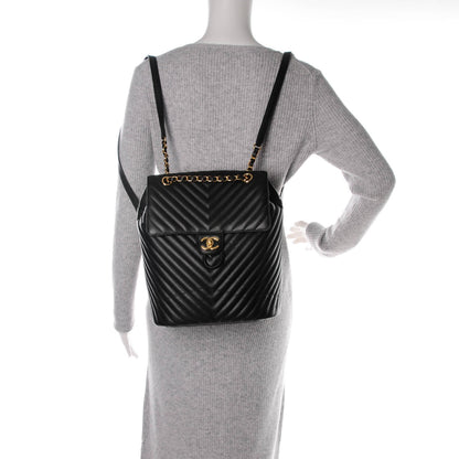 Chanel Calfskin Chevron Quilted Large Urban Spirit Backpack Black 2 of 7