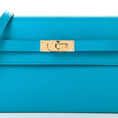 Hermes Chevre Mysore Kelly Wallet To Go Bleu Zanzibar 7 of 10