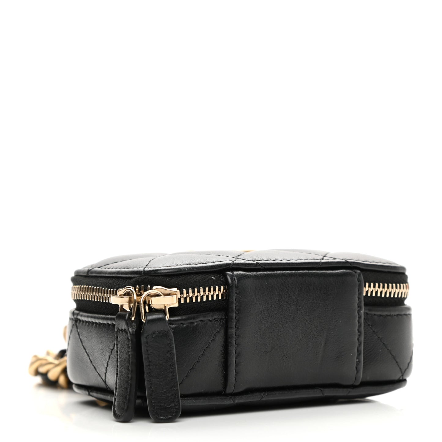Lambskin Quilted Mini Lacquered Chain Clutch Black