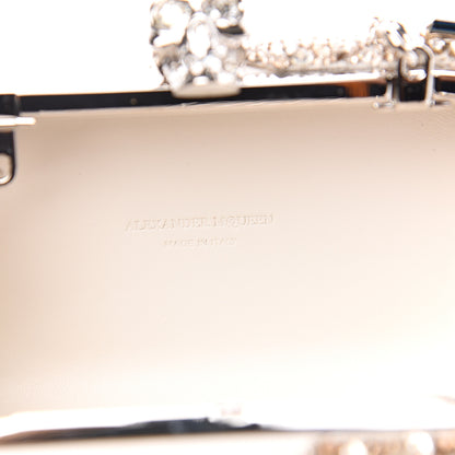 Alexander McQueen Nappa Silk Hand Appliqued Skull Box Clutch Ivory 5 of 10