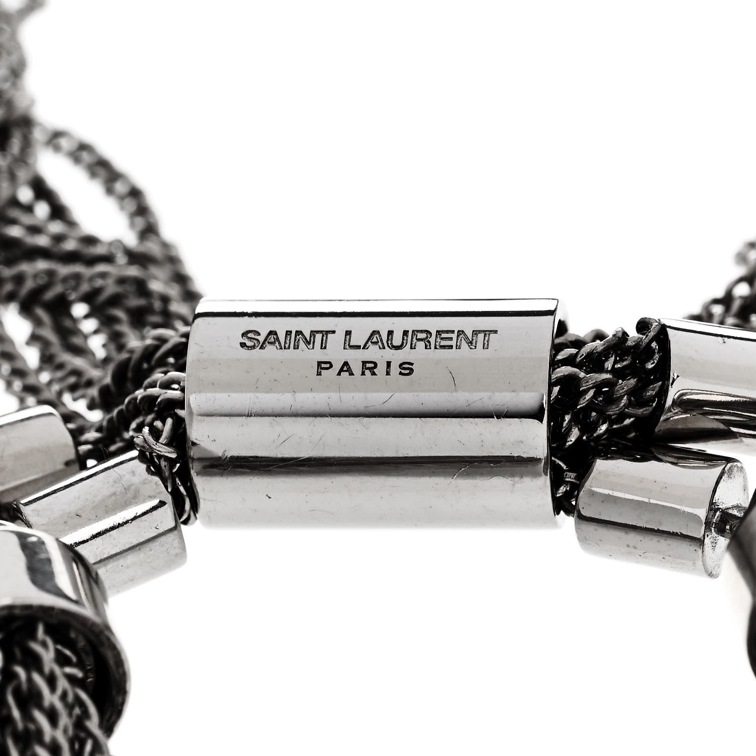 Saint Laurent Brass Multi Chain Pompons Bracelet M  Silver 4 of 5