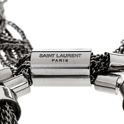 Saint Laurent Brass Multi Chain Pompons Bracelet M  Silver 4 of 5