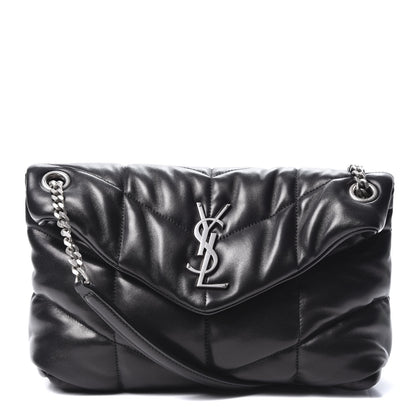 Saint Laurent Lambskin Quilted Small Loulou Puffer Monogram Chain Satchel Black 1 of 10
