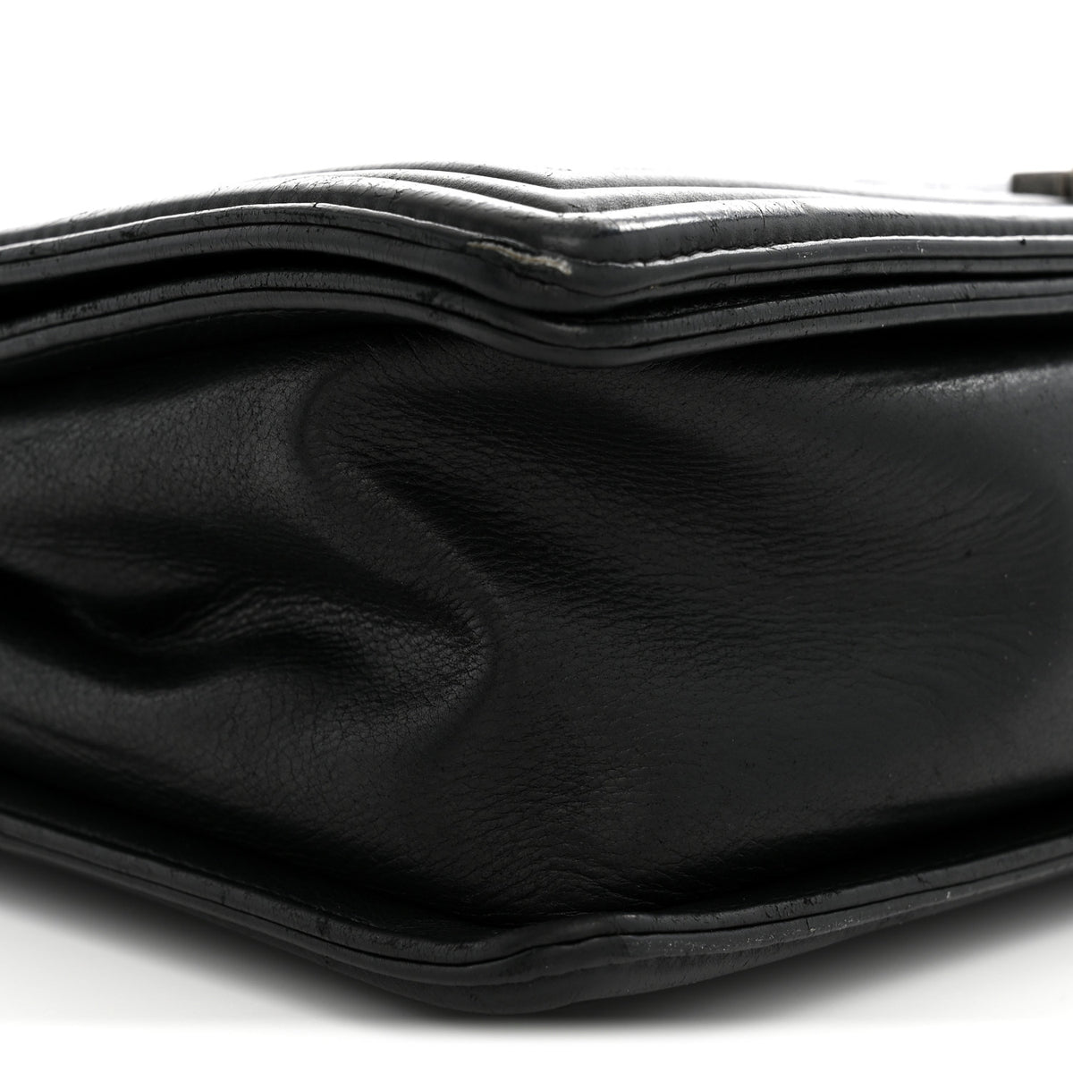 Calfskin Quilted Large Boy Flap Black