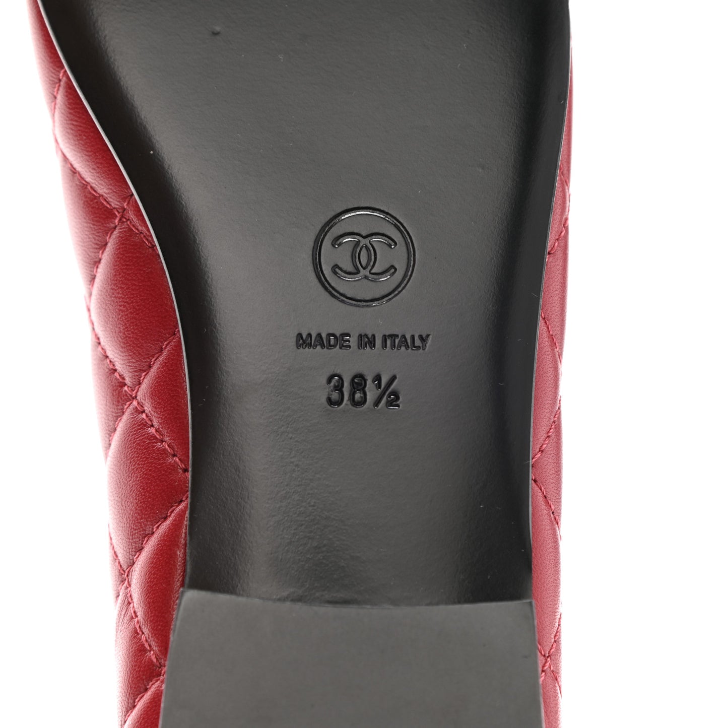 Lambskin Quilted CC Cap Toe Ballerina Flats 38.5 Dark Red