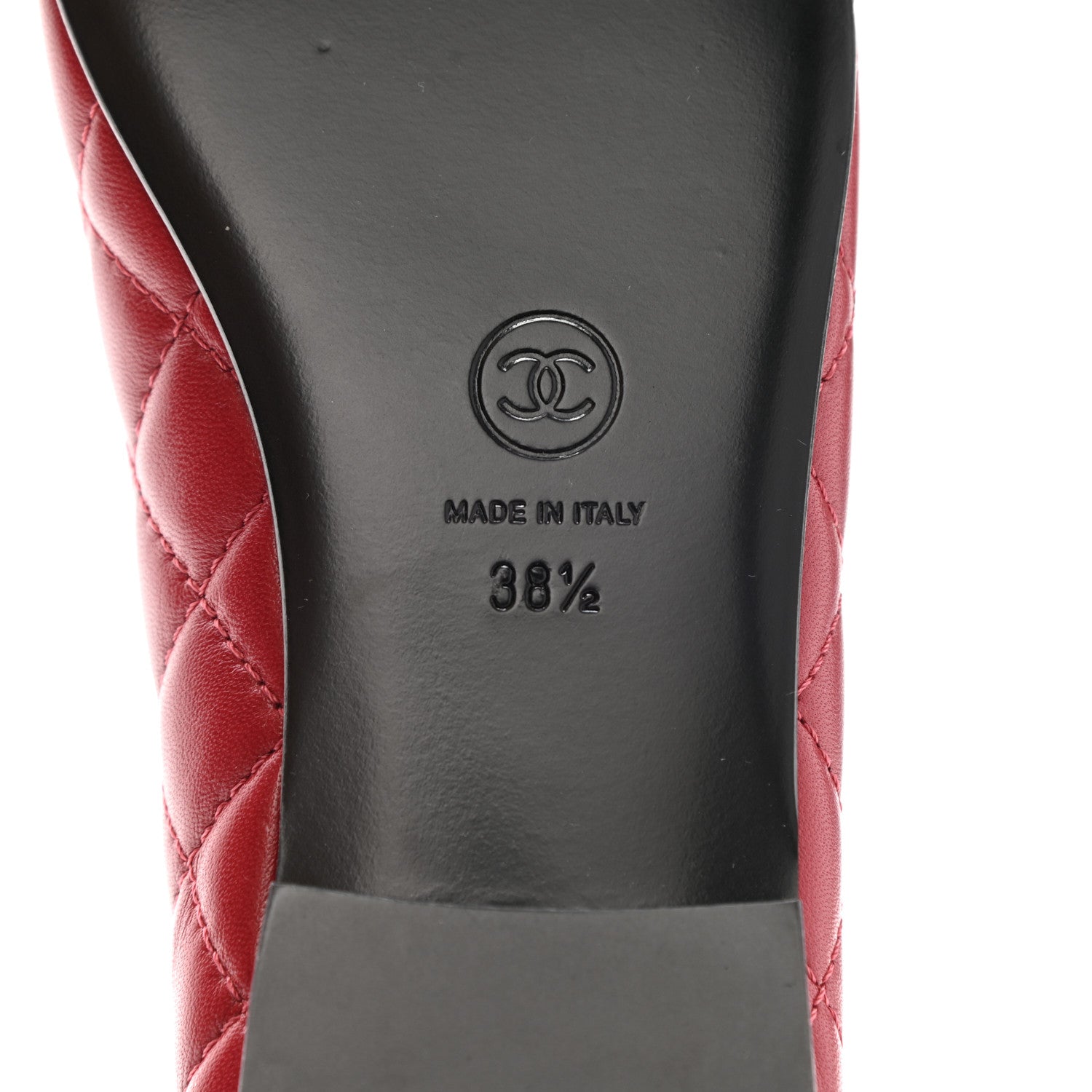 Chanel Lambskin Quilted CC Cap Toe Ballerina Flats 38.5 Dark Red 6 of 8
