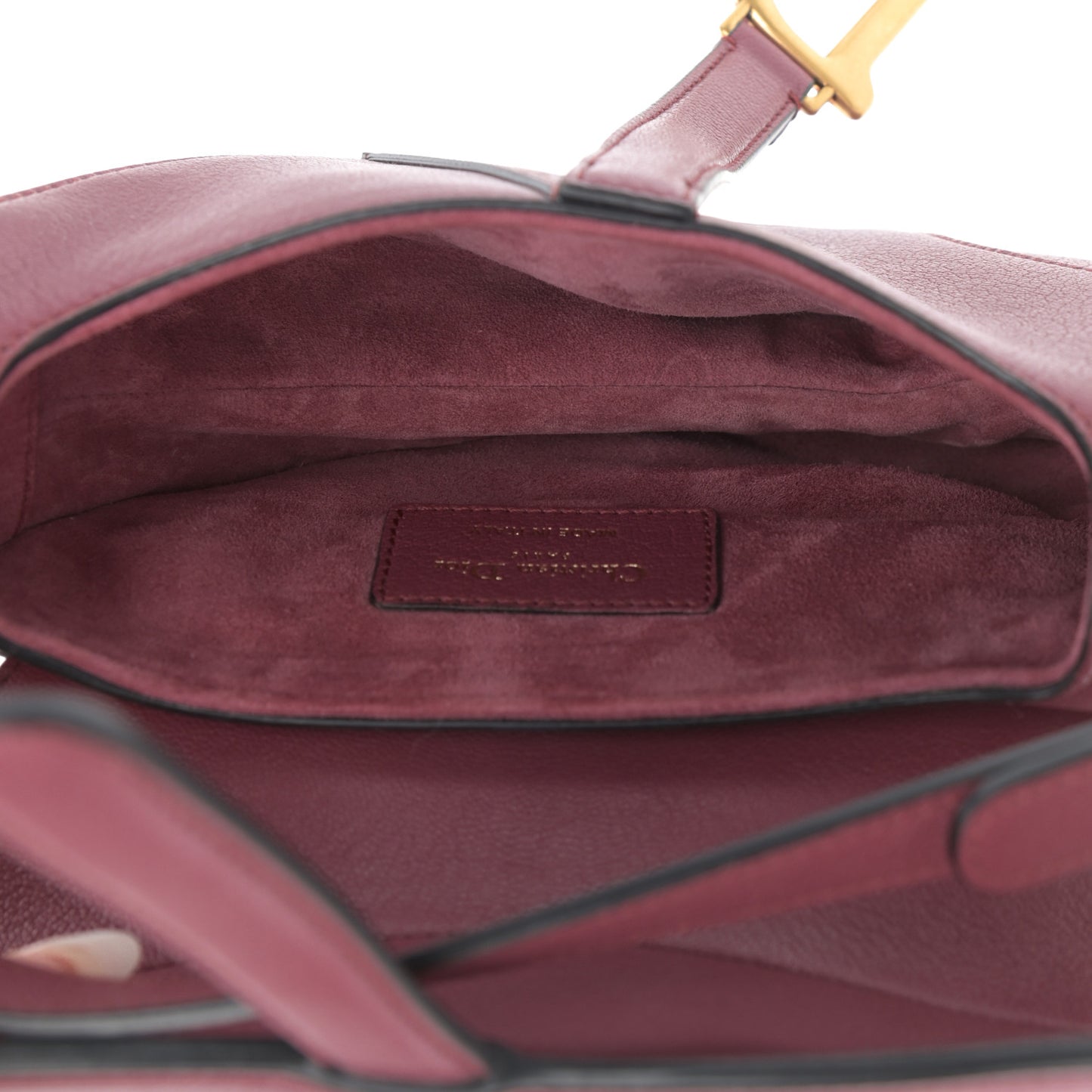 Grained Calfskin Mini Saddle Bag Burgundy